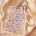 Floral Pattern ID Card Holder with Keychain