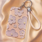 Floral Pattern ID Card Holder with Keychain