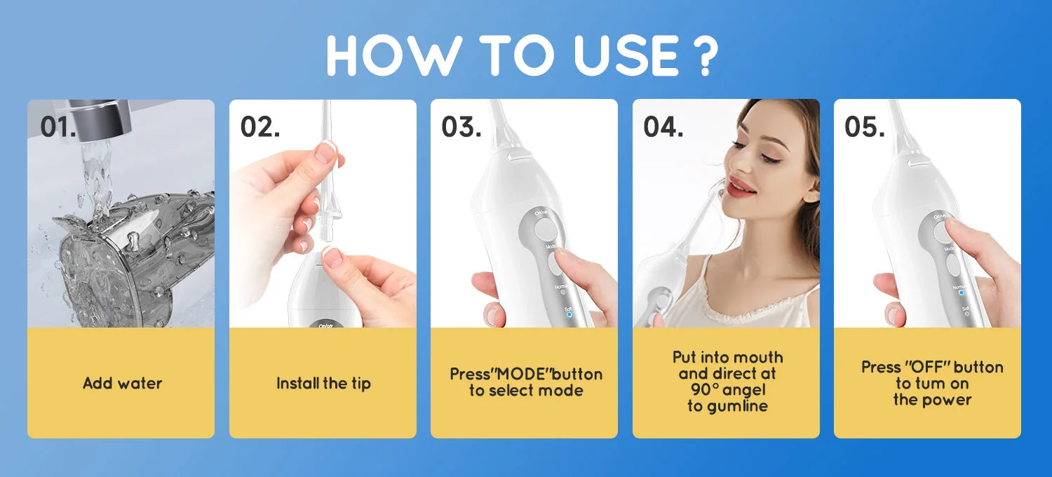 Portable Rechargeable Water Flosser for Oral Hygiene and Teeth Cleaning - 12