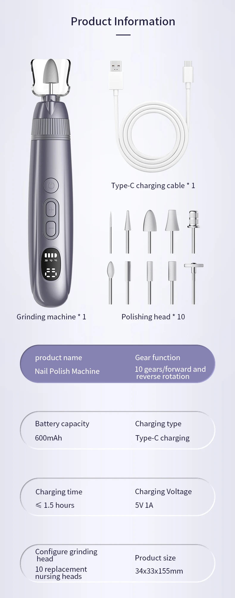 Electric Cordless Manicure and Pedicure Nail Drill Kit