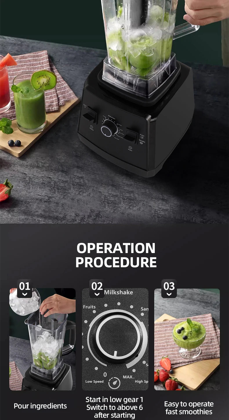 Professional 2L High-Speed Kitchen Blender and Food Processor