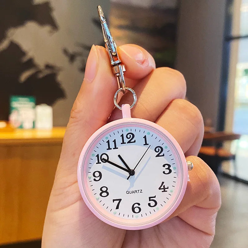Portable Quartz Nurse Pocket Watch with Secure Keyring - 9