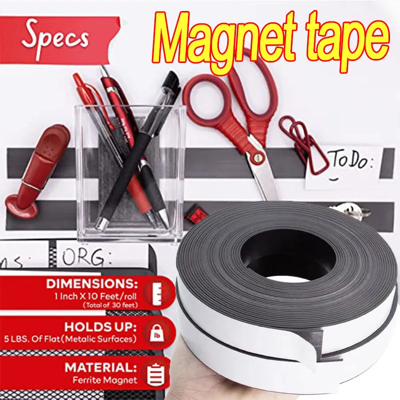 Self-Adhesive Cuttable Magnetic Strip for DIY Home Organization