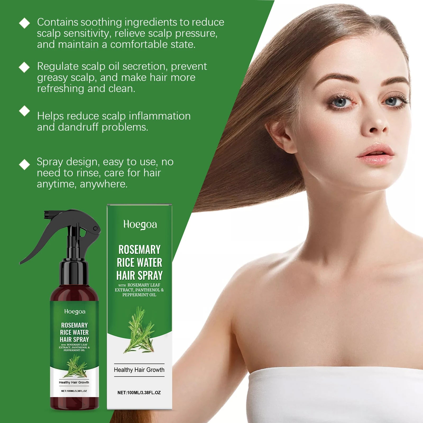 Rosemary Rice Water Hair Spray for Damaged Frizzy Hair - 16