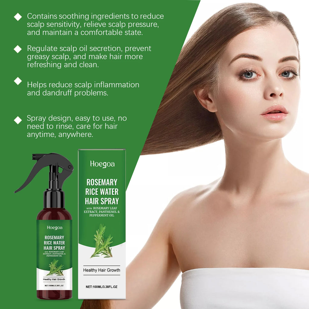 Rosemary Rice Water Hair Spray for Damaged Frizzy Hair