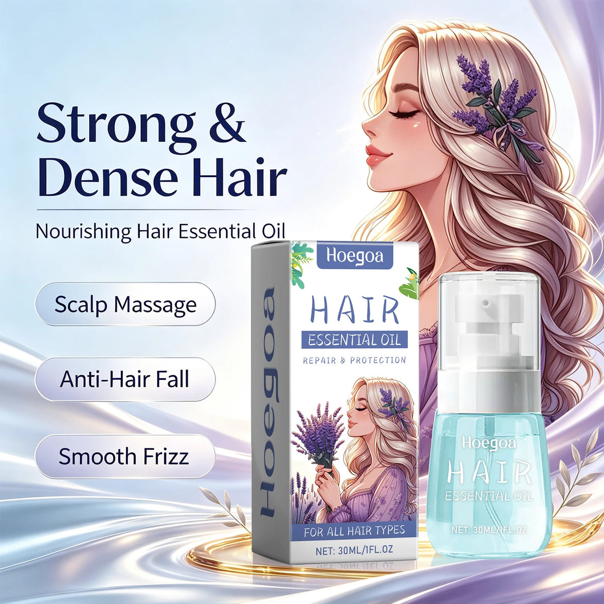 Lavender Hair Essential Oil for Repair and Anti-Frizz