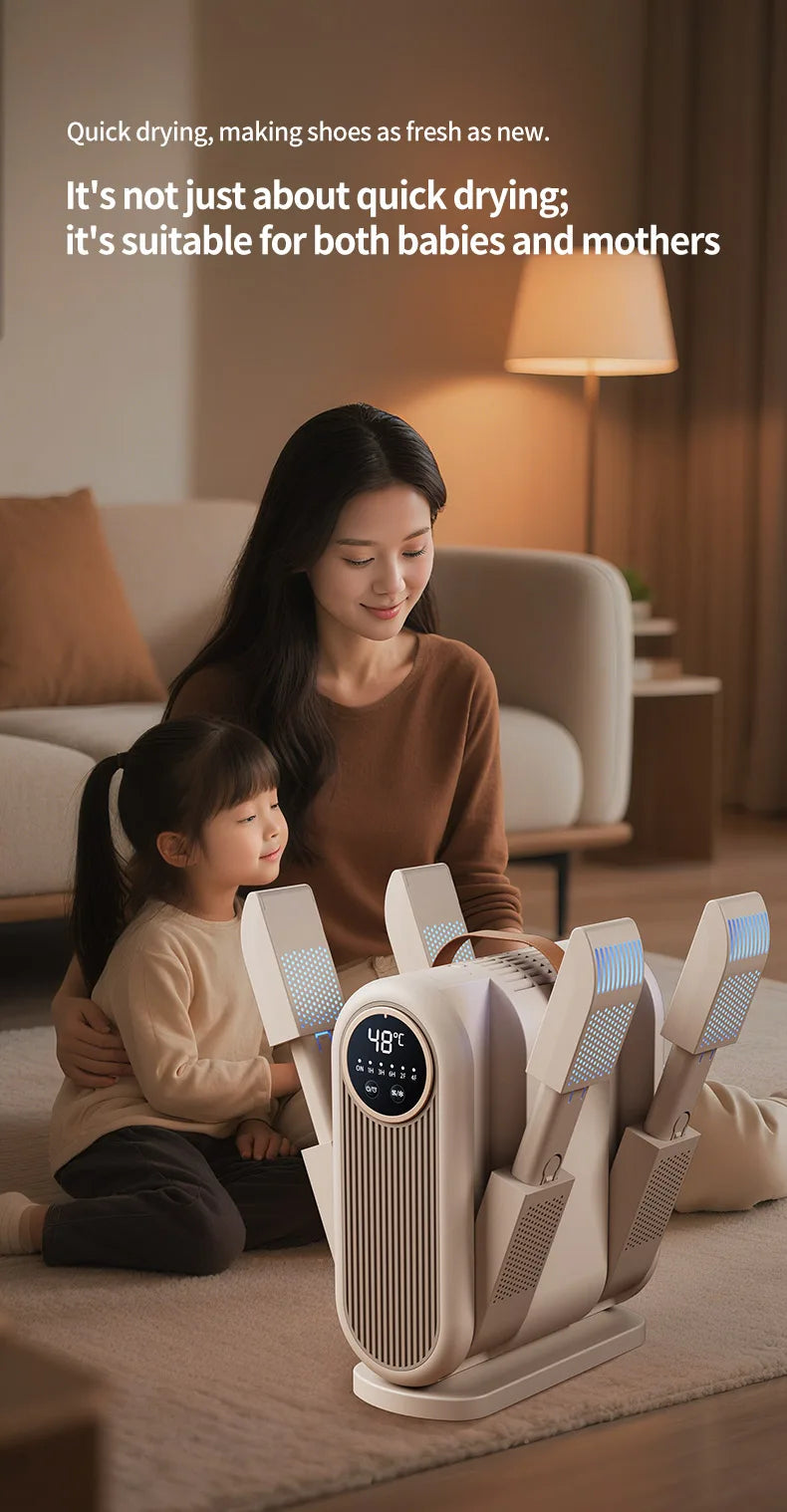 Foldable Electric Shoe Dryer and Deodorizer with Timer