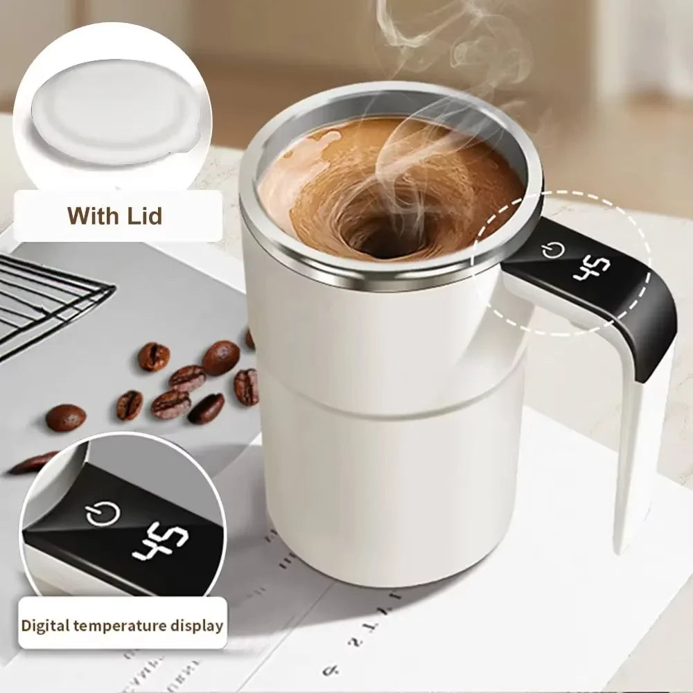 Automatic Magnetic Self-Stirring Coffee Mug with Temperature Display