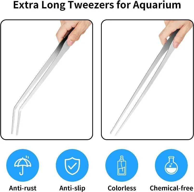 Extra Long Stainless Steel Aquarium and Terrarium Feeding Tweezers - 6