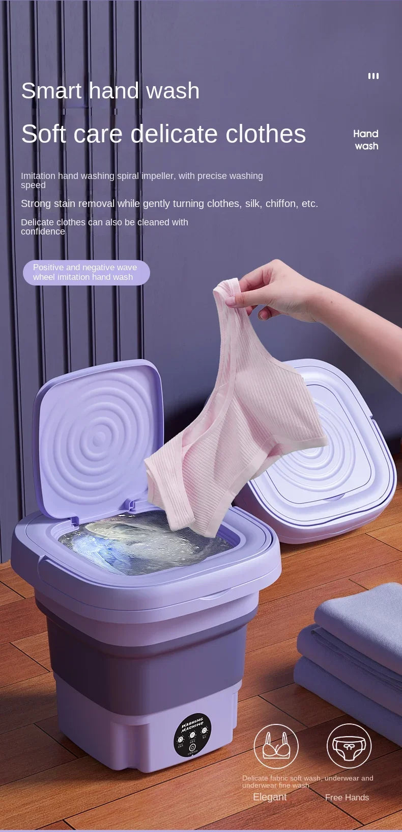 Portable Folding Washing Machine for Underwear and Socks
