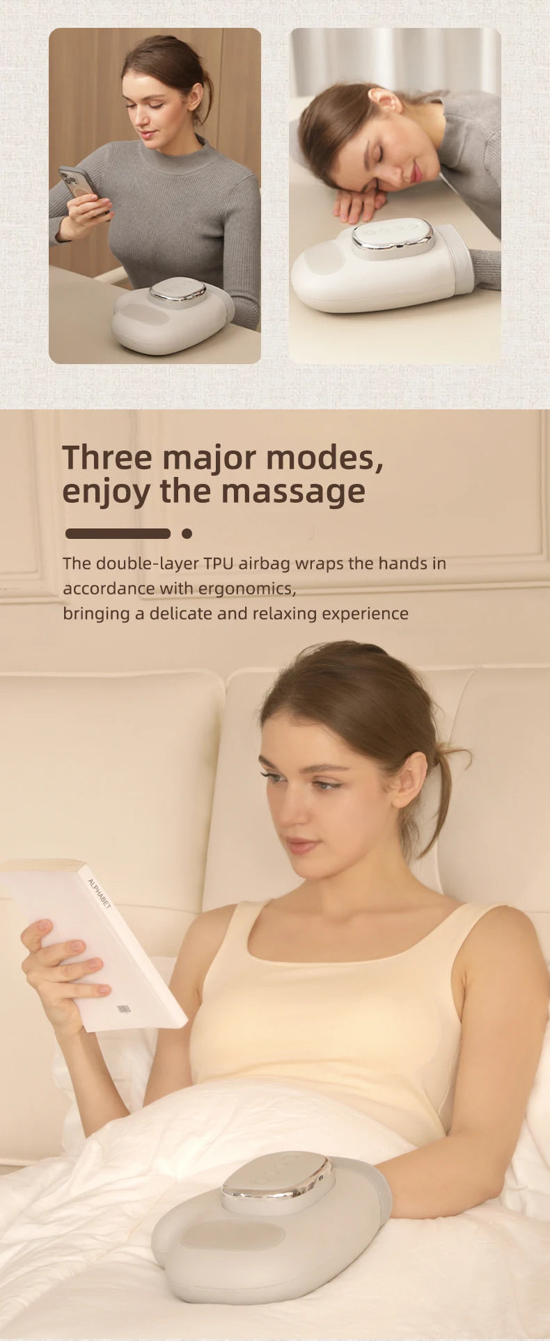 Rechargeable Hand and Wrist Massager with Heat and Air Compression