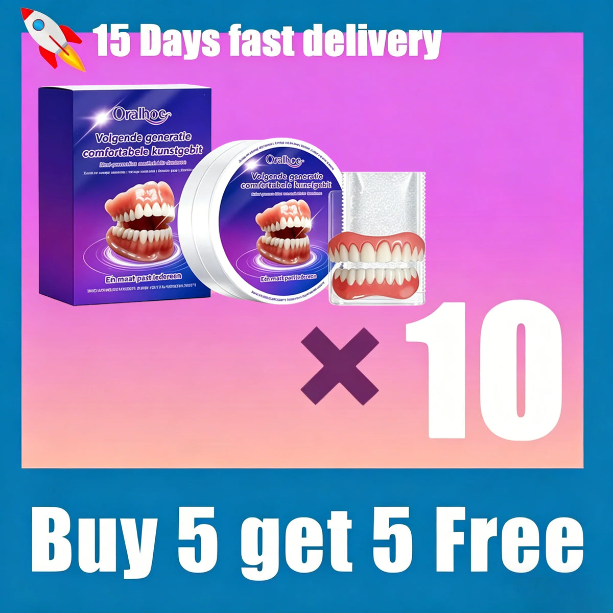 Instant Snap-On Silicone Denture Kit for Natural Smile