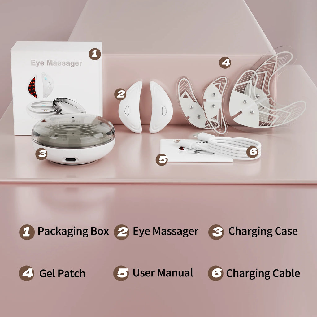 Red Light Microcurrent Under Eye Massager for Dark Circles