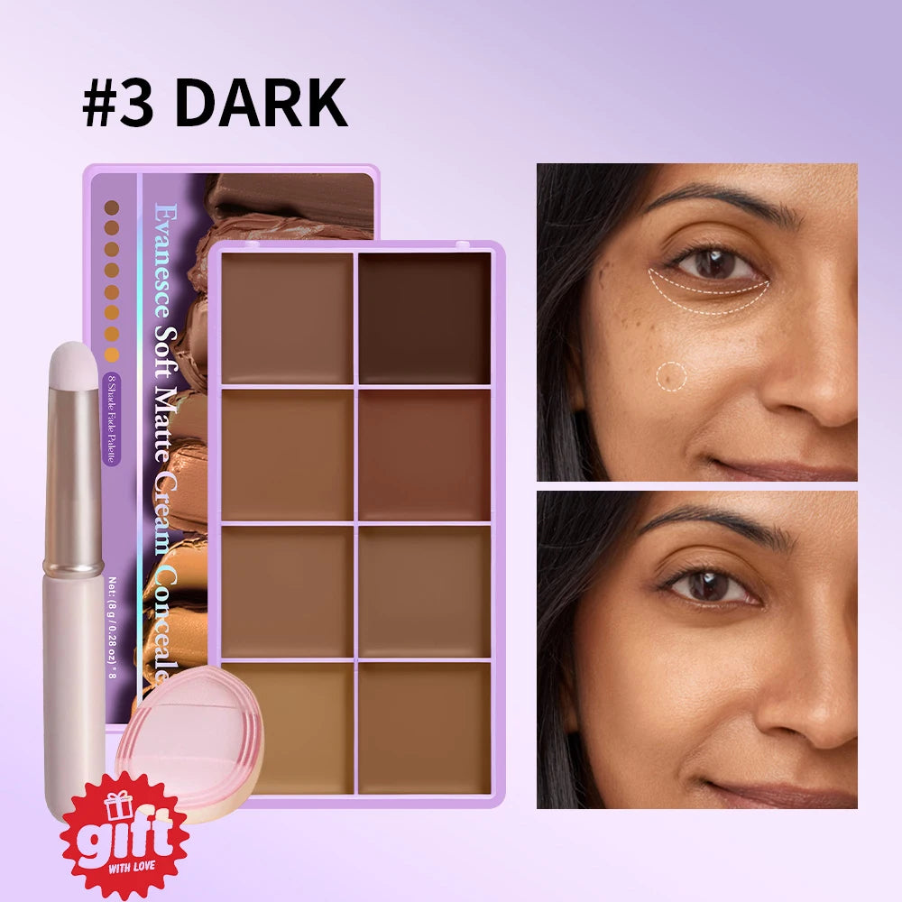 8-Shade Cream Concealer and Contouring Palette - 21