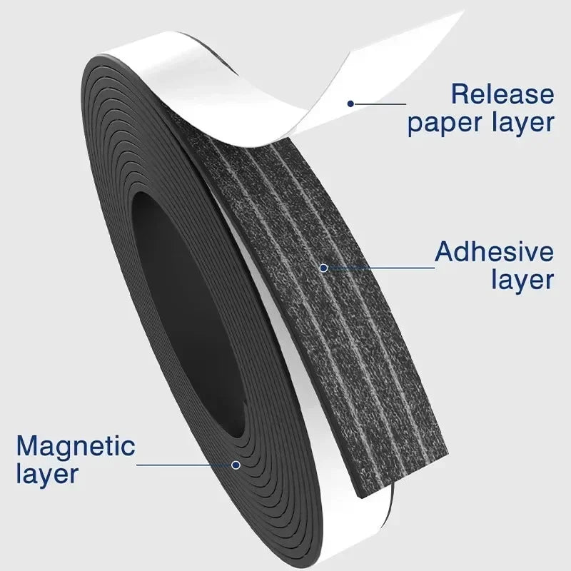 Self-Adhesive Cuttable Magnetic Strip for DIY Home Organization