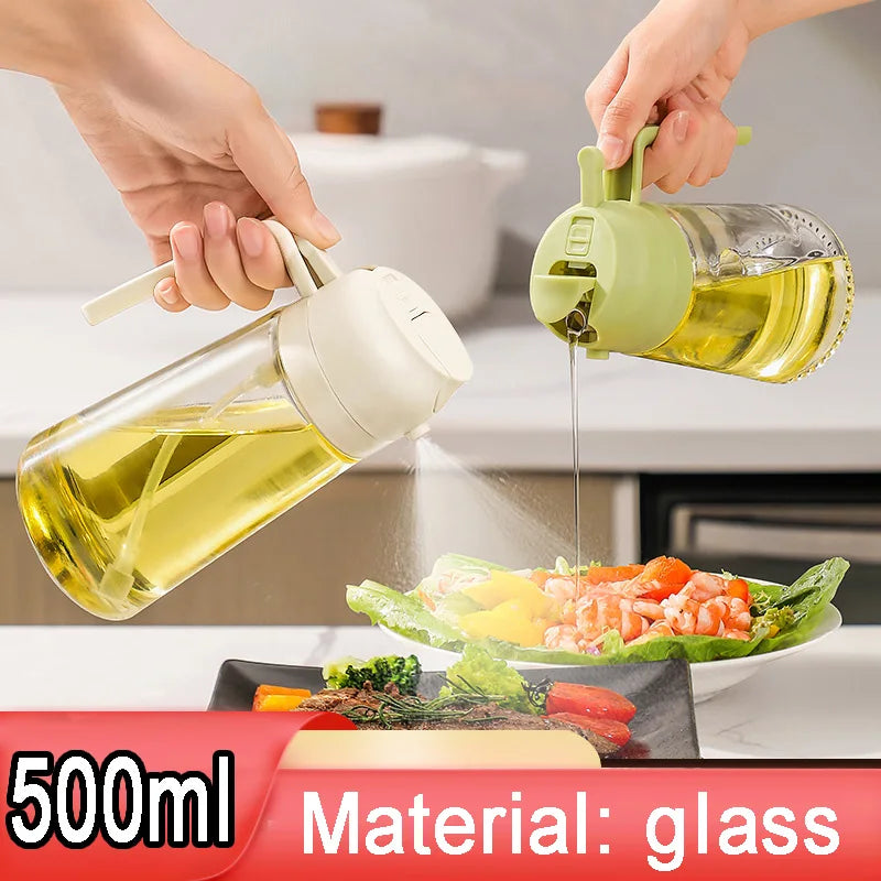 2-in-1 Glass Oil Dispenser and Spray Bottle