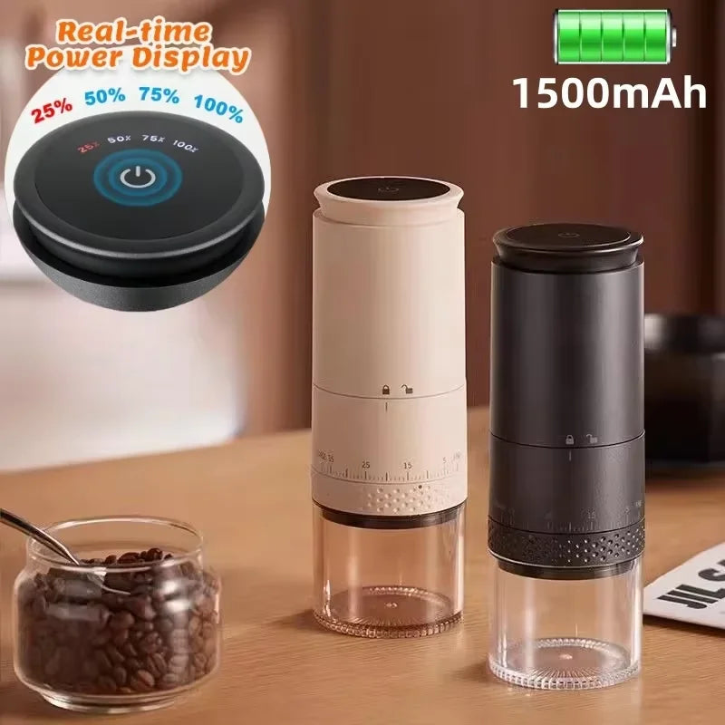 Portable Electric Coffee Burr Grinder with Adjustable Settings