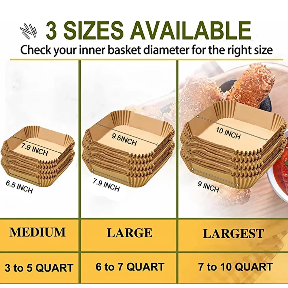 Disposable Non-Stick Air Fryer Parchment Paper Liners - 12