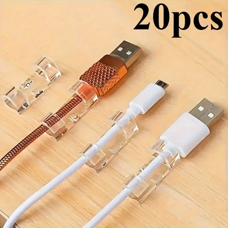 Self-Adhesive Cable Management Clips for Desk and Home