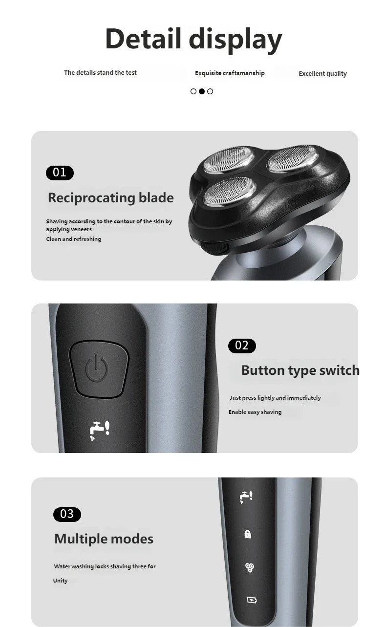 Rechargeable Electric Shaver for Men Wet and Dry Beard Razor