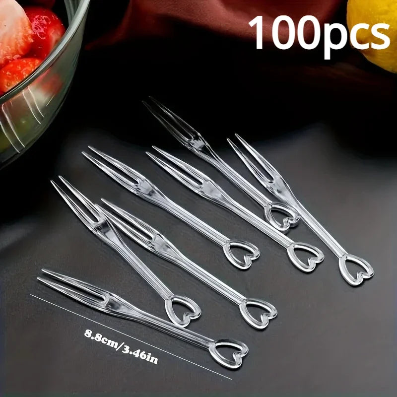 Heart-Shaped Disposable Appetizer Forks for Parties - 11