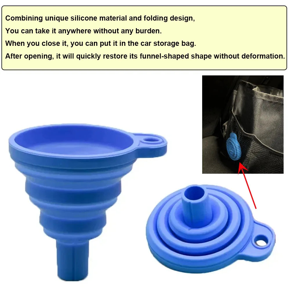 Collapsible Silicone Funnel for Car Oil and Fluid Changes