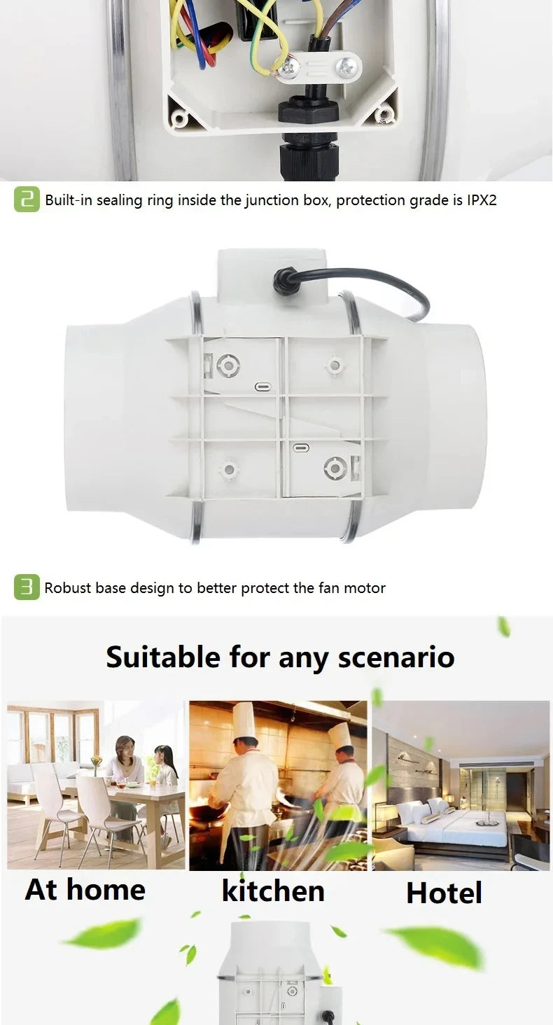 Inline Duct Ventilation Exhaust Fan for Home and Office