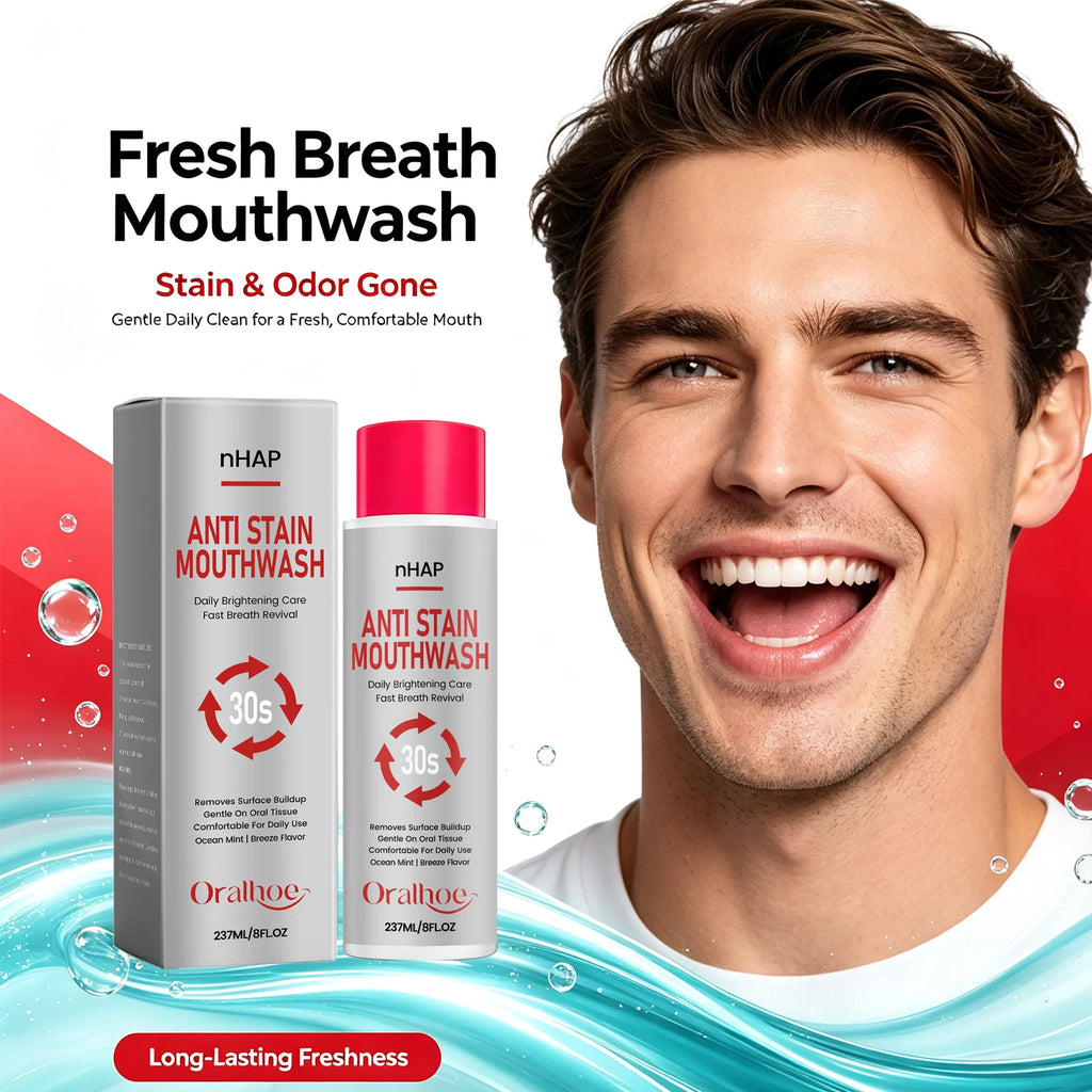 Anti-Stain Teeth Whitening Mouthwash for Fresh Breath