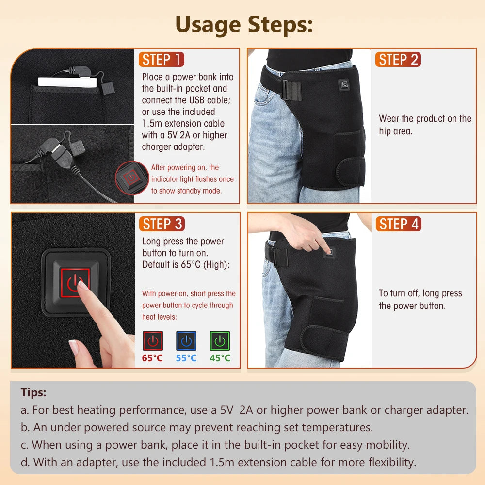 Red Light Therapy Heated Hip and Thigh Support Wrap
