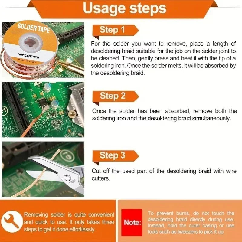Copper Desoldering Braid Wick for Electronics Repair - 13