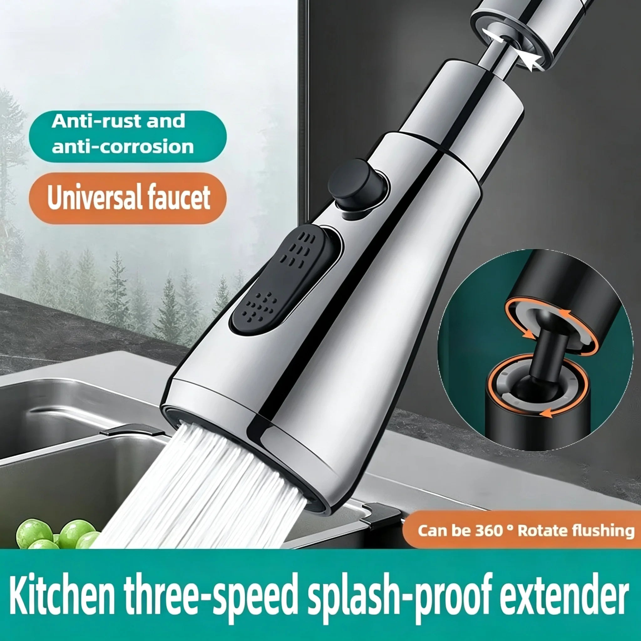 3-Mode Adjustable Kitchen Faucet Sprayer Head