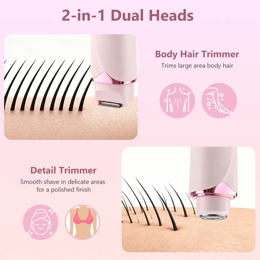 2-in-1 Painless Electric Shaver and Bikini Trimmer for Women