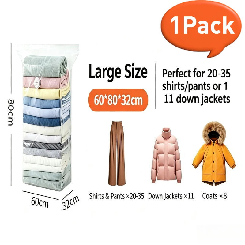 Pump-Free Vacuum Compression Storage Bags for Bedding and Clothes