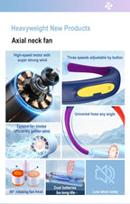 Portable Rechargeable Hands-Free Neck Fan for Travel and Sports