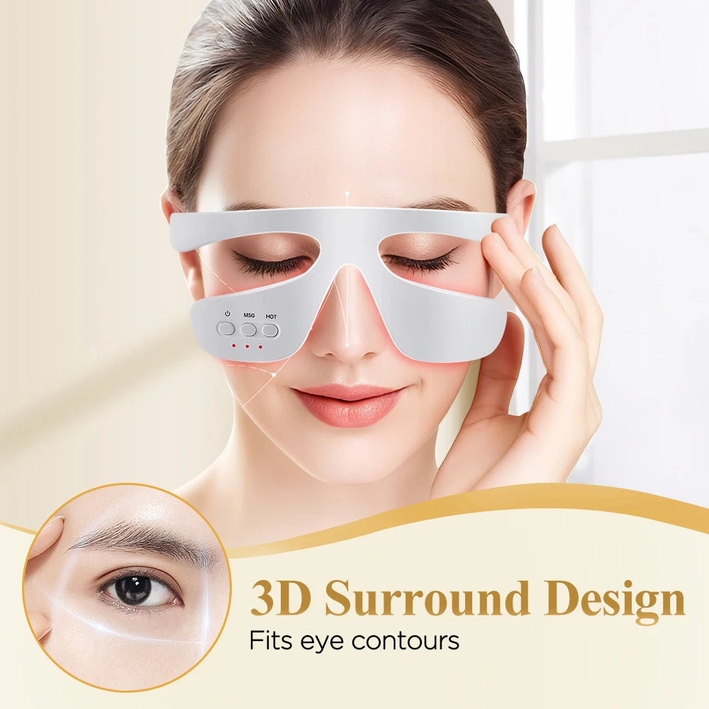3D LED Red Light Therapy Eye Massager for Fatigue and Dark Circles