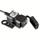 Dual USB Motorcycle Charger for Handlebars and Rearview Mirrors
