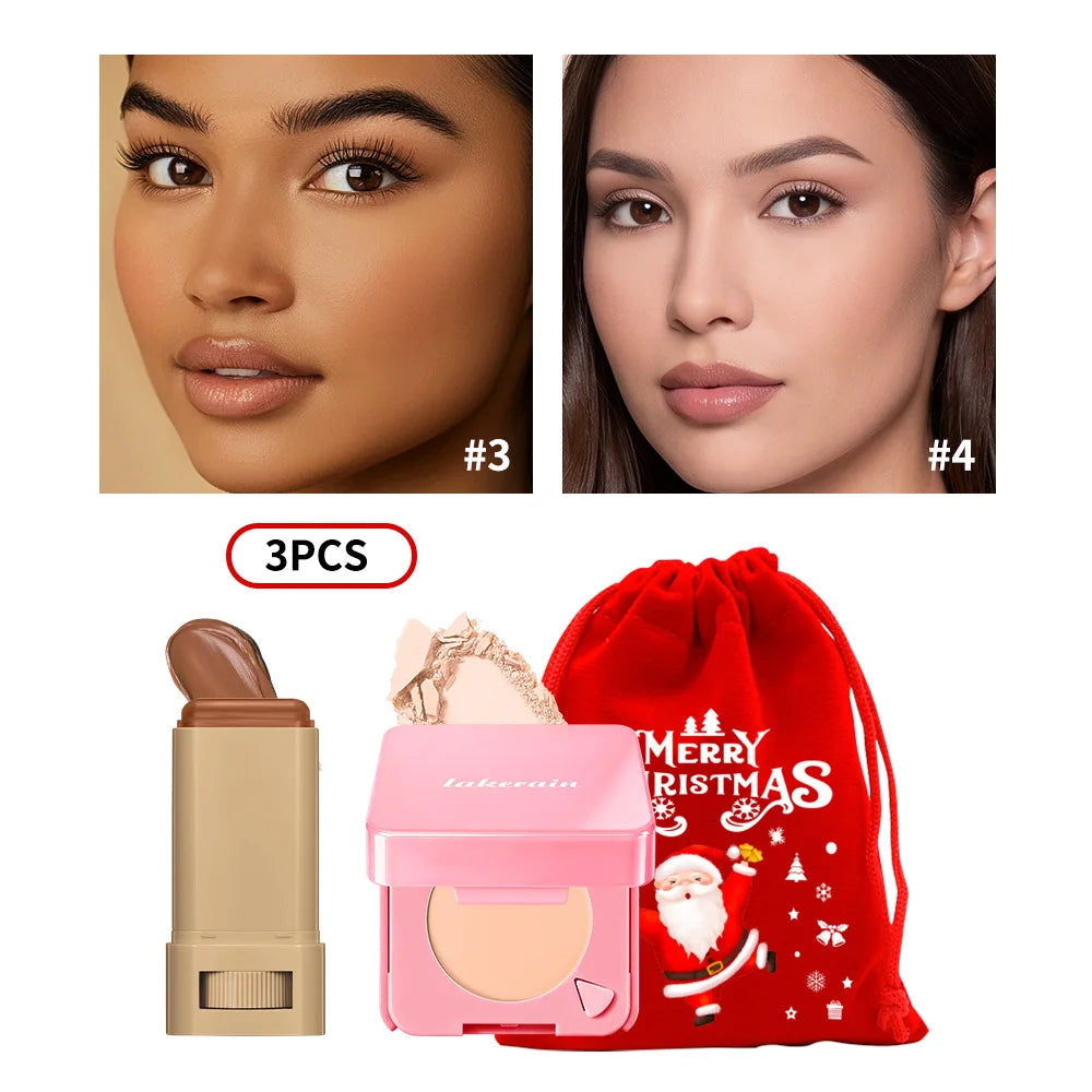 Matte Foundation Stick and Pressed Setting Powder Makeup Set