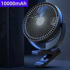 Portable Rechargeable Clip-On Desk Fan with 10000mAh Battery