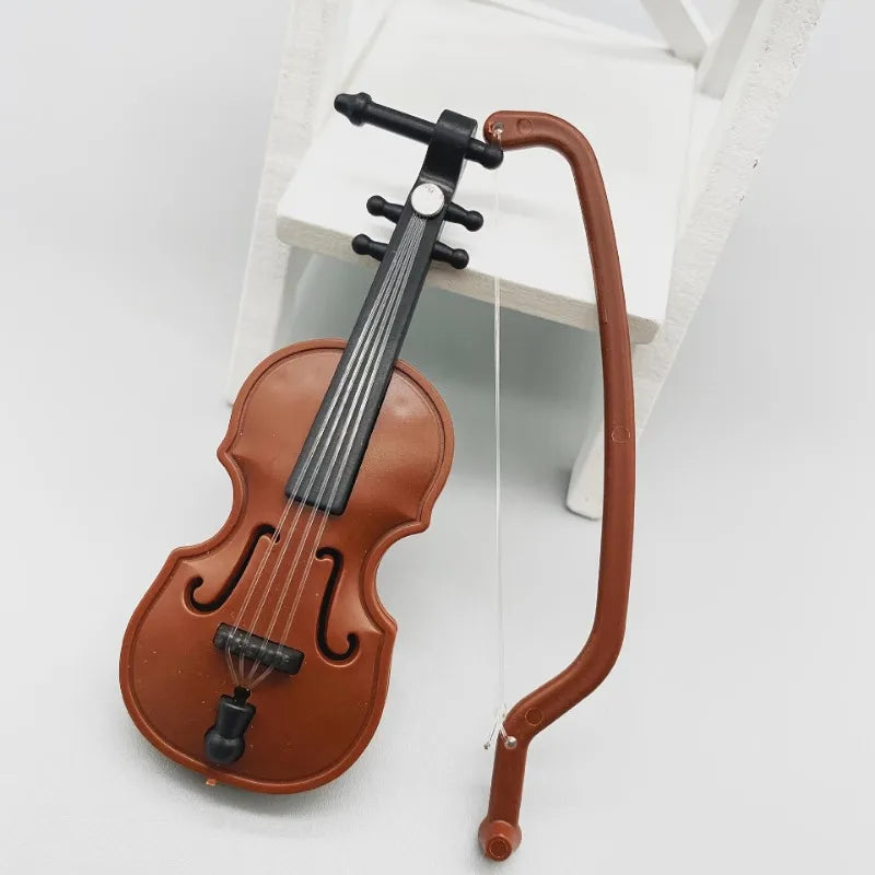 Miniature Violin Prop for Dollhouse and Home Decor