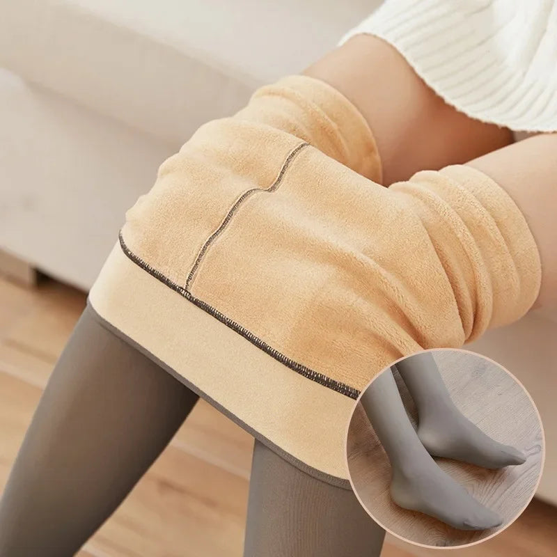 Fleece Lined Translucent Thermal Tights for Winter - 17
