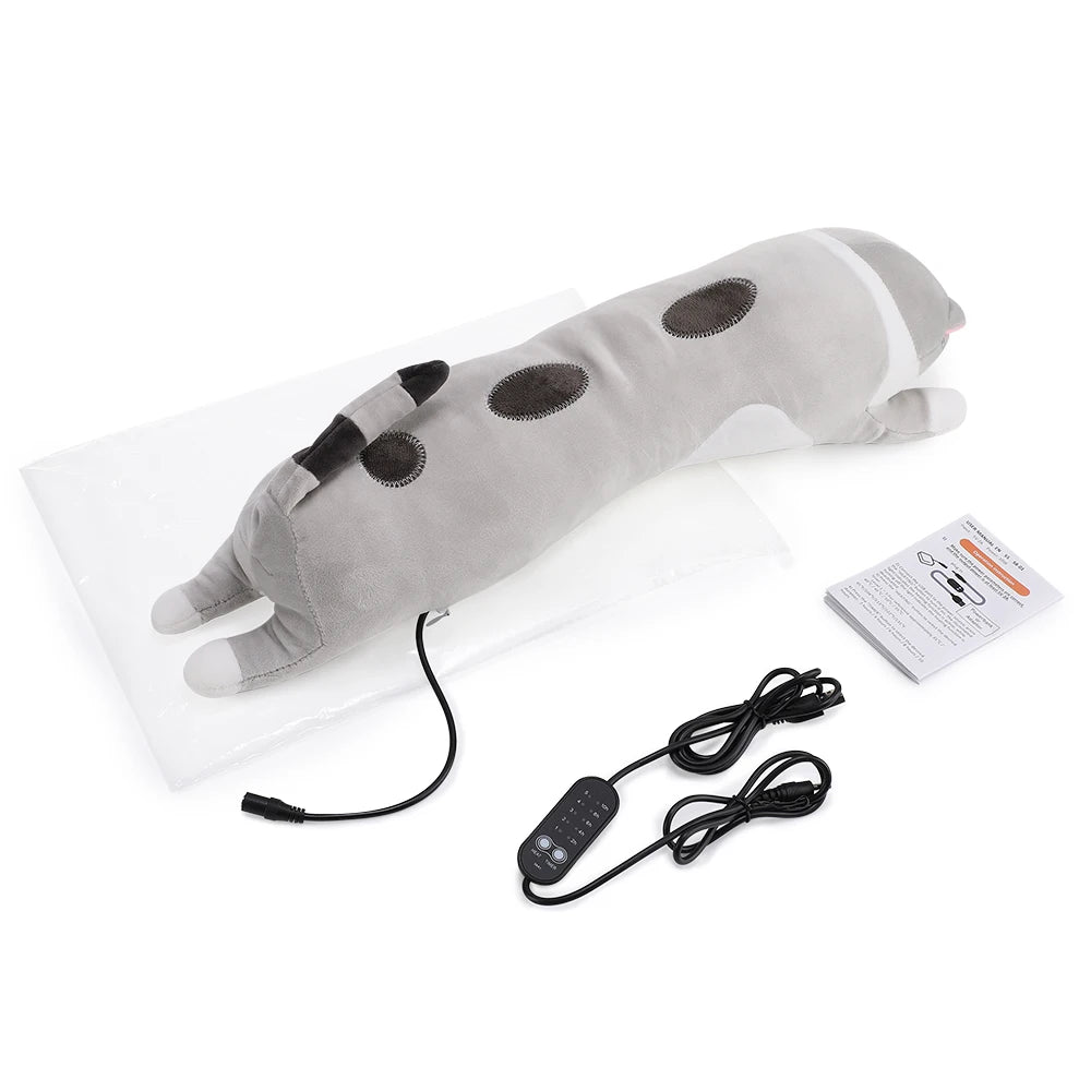USB Heated Cat Plush Pillow with 5 Heat Settings and Timer