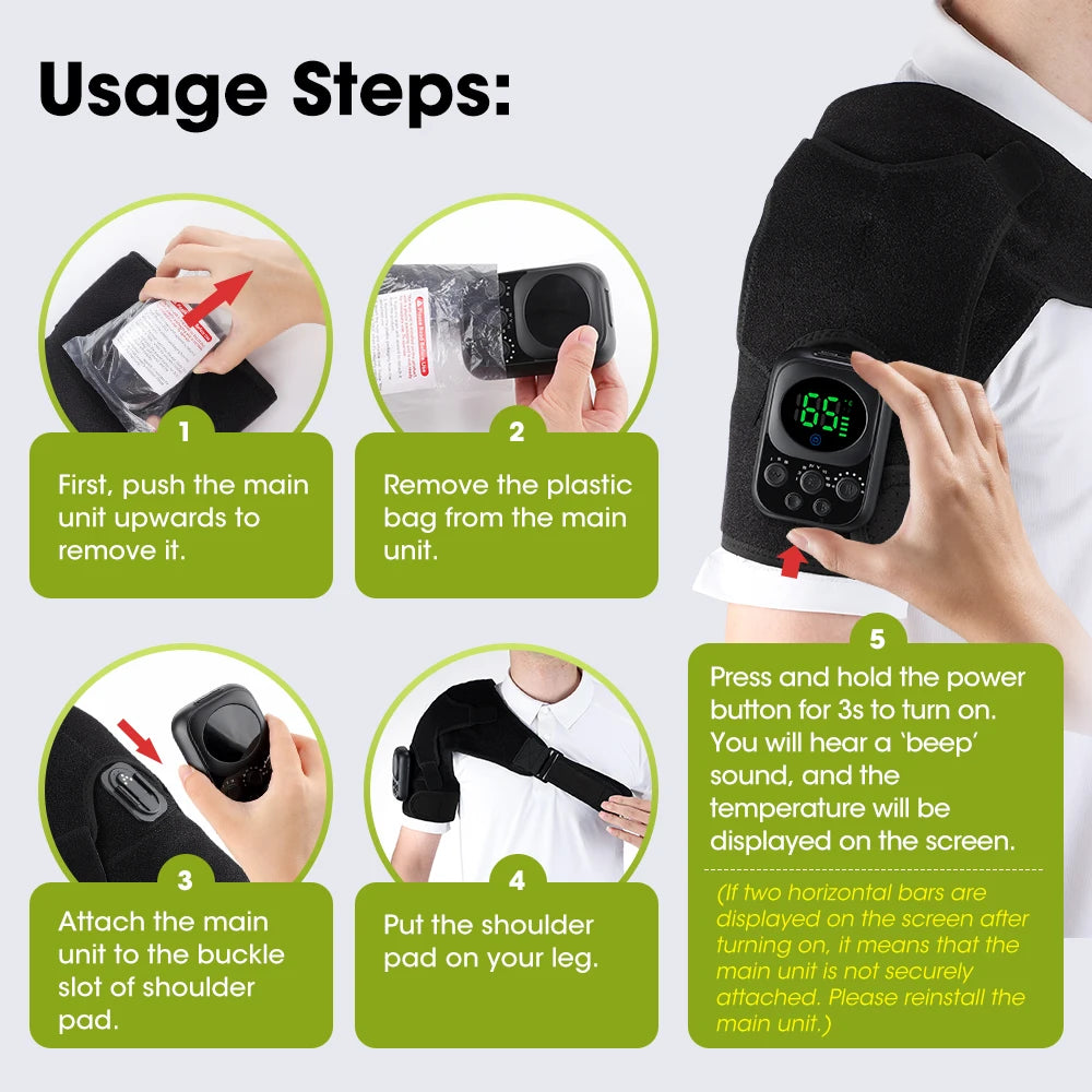 Wireless Heated Shoulder Massager with Vibration and App Control - 29
