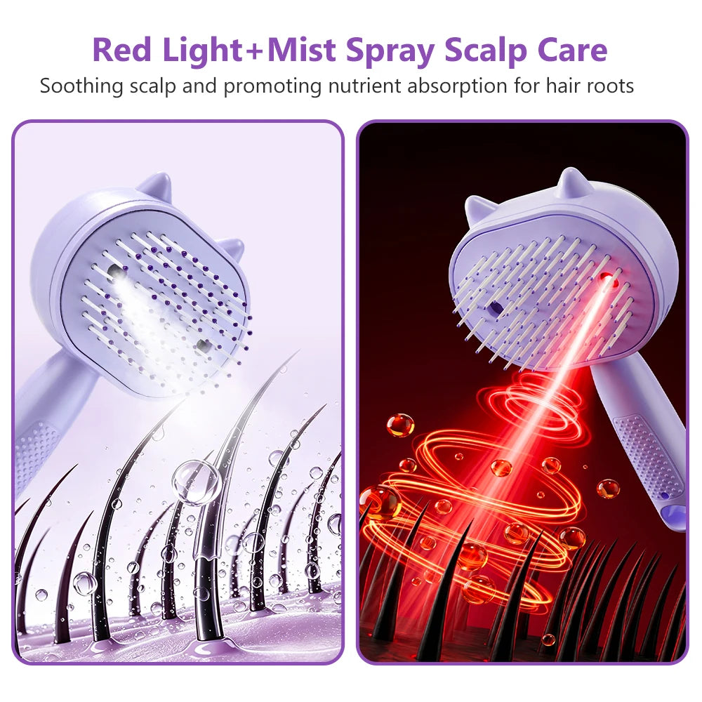 Electric Mist Spray Massage Comb for Hydrating and Detangling Hair