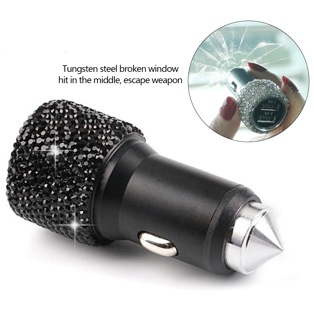 Dual Port Rhinestone USB Car Charger