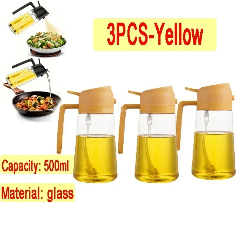 2-in-1 Glass Oil Dispenser and Kitchen Spray Bottle