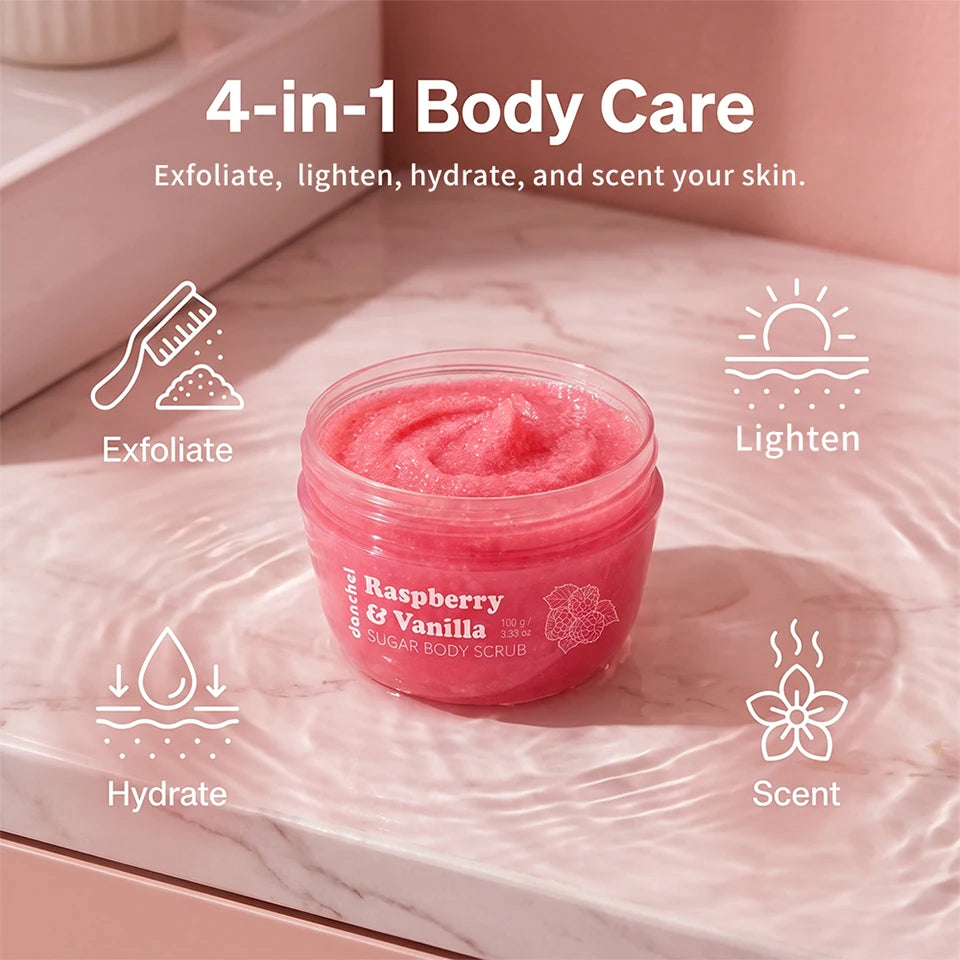 Raspberry & Vanilla Sugar Body Scrub for Smooth Exfoliated Skin