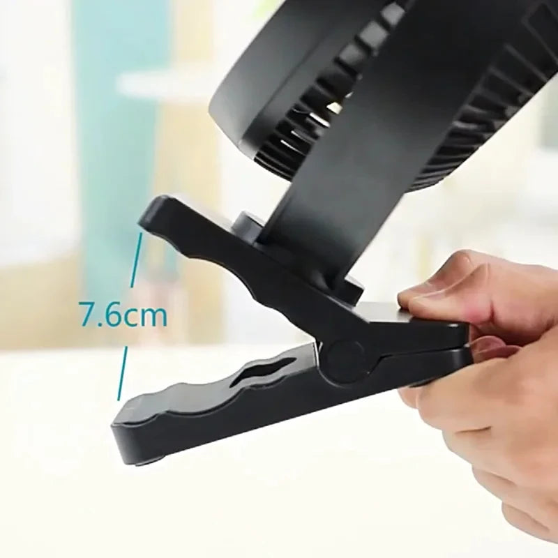 Portable Rechargeable Clip-On Desk Fan with 10000mAh Battery