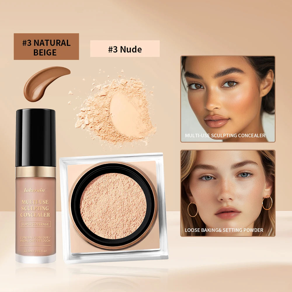 Matte Face Concealer and Setting Powder Makeup Set
