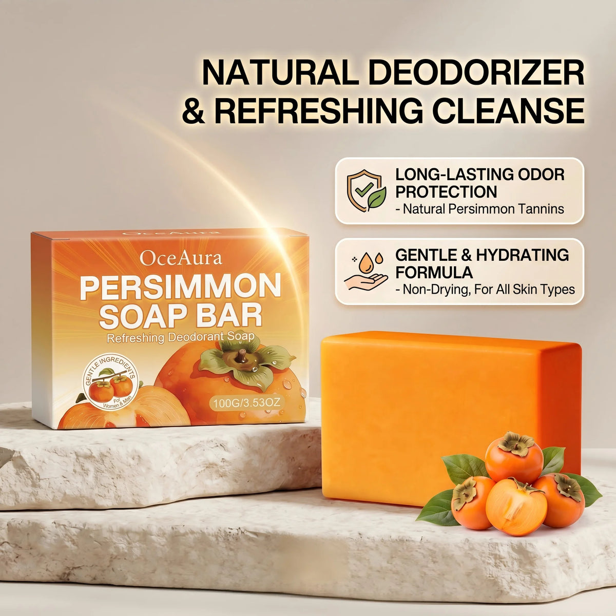 Persimmon Soap Bar for Natural Body Odor Deodorization