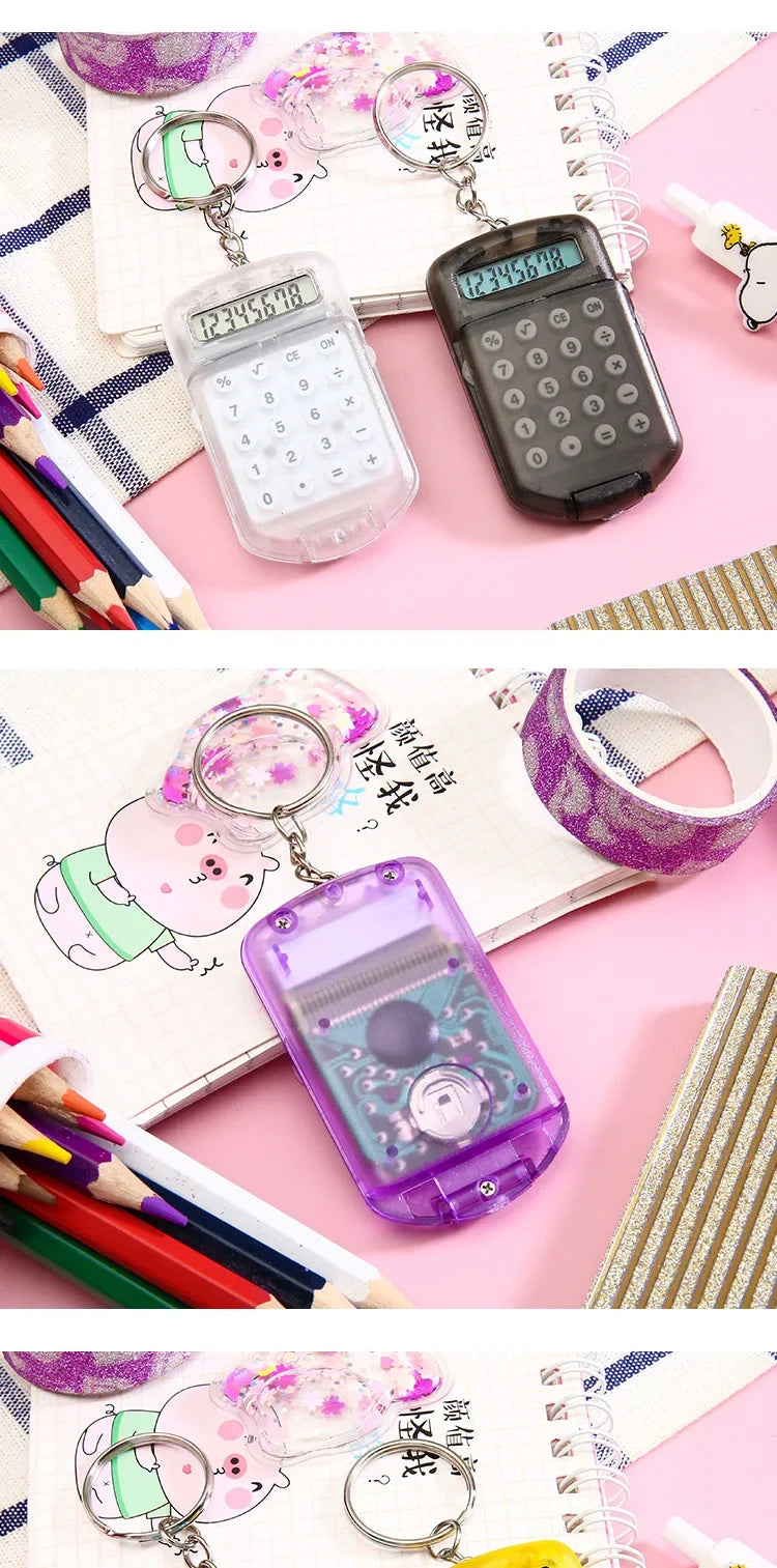 Portable Mini Transparent Flip Calculator with Keychain